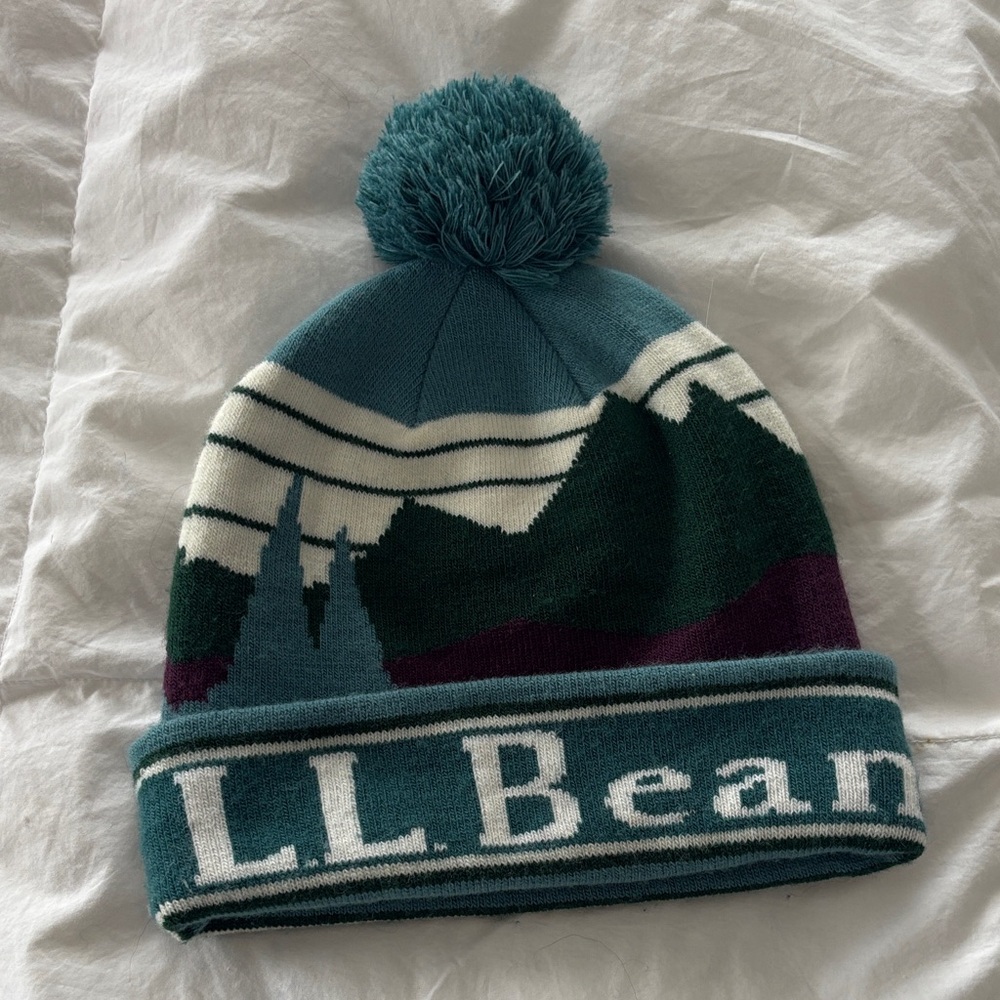 L.L. Bean Mountain Beanie - Teal, White, Purple and Green
